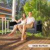 imageVINGLI Heavy Duty 800 LBS Wicker Hanging Porch Swing with Cushions ampamp Chains 4FT Outdoor Rattan Swing Bench for Garden Yard Lawn BlackBlueBlack