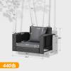 imageVINGLI Heavy Duty 800 LBS Wicker Hanging Porch Swing with Cushions ampamp Chains 4FT Outdoor Rattan Swing Bench for Garden Yard Lawn BlackBlueBlack