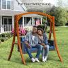 imageVINGLI Heavy Duty 800 LBS Wicker Hanging Porch Swing with Cushions ampamp Chains 4FT Outdoor Rattan Swing Bench for Garden Yard Lawn BlackBlueBlack