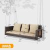 imageVINGLI Heavy Duty 800 LBS Wicker Hanging Porch Swing with Cushions ampamp Chains 4FT Outdoor Rattan Swing Bench for Garden Yard Lawn BlackBlueBrown
