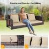 imageVINGLI Heavy Duty 800 LBS Wicker Hanging Porch Swing with Cushions ampamp Chains 4FT Outdoor Rattan Swing Bench for Garden Yard Lawn BlackBlueBrown