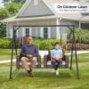 imageVINGLI Heavy Duty 800 LBS Wicker Hanging Porch Swing with Cushions ampamp Chains 4FT Outdoor Rattan Swing Bench for Garden Yard Lawn BlackBlueBrown