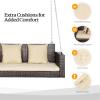 imageVINGLI Heavy Duty 800 LBS Wicker Hanging Porch Swing with Cushions ampamp Chains 4FT Outdoor Rattan Swing Bench for Garden Yard Lawn BlackBlueBrown