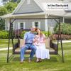 imageVINGLI Heavy Duty 800 LBS Wicker Hanging Porch Swing with Cushions ampamp Chains 4FT Outdoor Rattan Swing Bench for Garden Yard Lawn BlackBlueBrown
