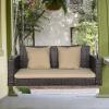 imageVINGLI Heavy Duty 800 LBS Wicker Hanging Porch Swing with Cushions ampamp Chains 4FT Outdoor Rattan Swing Bench for Garden Yard Lawn BlackBlueBrown