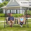 imageVINGLI Heavy Duty 800 LBS Wicker Hanging Porch Swing with Cushions ampamp Chains 4FT Outdoor Rattan Swing Bench for Garden Yard Lawn BlackBlueBrown