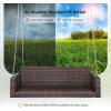 imageVINGLI Heavy Duty 800 LBS Wicker Hanging Porch Swing with Cushions ampamp Chains 4FT Outdoor Rattan Swing Bench for Garden Yard Lawn BlackBlueBrown