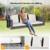 imageVINGLI Heavy Duty 800 LBS Wicker Hanging Porch Swing with Cushions ampamp Chains 4FT Outdoor Rattan Swing Bench for Garden Yard Lawn BlackBlueGray