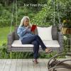imageVINGLI Heavy Duty 800 LBS Wicker Hanging Porch Swing with Cushions ampamp Chains 4FT Outdoor Rattan Swing Bench for Garden Yard Lawn BlackBlueGray