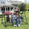 imageVINGLI Heavy Duty 800 LBS Wicker Hanging Porch Swing with Cushions ampamp Chains 4FT Outdoor Rattan Swing Bench for Garden Yard Lawn BlackBlueGray