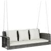 imageVINGLI Heavy Duty 800 LBS Wicker Hanging Porch Swing with Cushions ampamp Chains 4FT Outdoor Rattan Swing Bench for Garden Yard Lawn BlackBlueGray