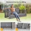 imageVINGLI Heavy Duty 800 LBS Wicker Hanging Porch Swing with Cushions ampamp Chains 4FT Outdoor Rattan Swing Bench for Garden Yard Lawn BlackBlueLight Grey