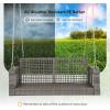 imageVINGLI Heavy Duty 800 LBS Wicker Hanging Porch Swing with Cushions ampamp Chains 4FT Outdoor Rattan Swing Bench for Garden Yard Lawn BlackBlueLight Grey