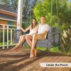 imageVINGLI Heavy Duty 800 LBS Wicker Hanging Porch Swing with Cushions ampamp Chains 4FT Outdoor Rattan Swing Bench for Garden Yard Lawn BlackBlueLight Grey