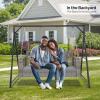 imageVINGLI Heavy Duty 800 LBS Wicker Hanging Porch Swing with Cushions ampamp Chains 4FT Outdoor Rattan Swing Bench for Garden Yard Lawn BlackBlueLight Grey