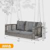 imageVINGLI Heavy Duty 800 LBS Wicker Hanging Porch Swing with Cushions ampamp Chains 4FT Outdoor Rattan Swing Bench for Garden Yard Lawn BlackBlueLight Grey