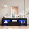 imageVINGLI LED TV Stand 67 Modern Entertainment Center with LED Lights and Storage for 65707585 Inch TV White 67 x 14 x 16Black