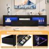 imageVINGLI LED TV Stand 67 Modern Entertainment Center with LED Lights and Storage for 65707585 Inch TV White 67 x 14 x 16Black