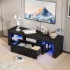 imageVINGLI LED TV Stand 67 Modern Entertainment Center with LED Lights and Storage for 65707585 Inch TV White 67 x 14 x 16Black