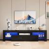 imageVINGLI LED TV Stand 67 Modern Entertainment Center with LED Lights and Storage for 65707585 Inch TV White 67 x 14 x 16Black