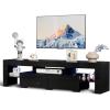 imageVINGLI LED TV Stand 67 Modern Entertainment Center with LED Lights and Storage for 65707585 Inch TV White 67 x 14 x 16Black