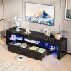 imageVINGLI LED TV Stand 67 Modern Entertainment Center with LED Lights and Storage for 65707585 Inch TV White 67 x 14 x 16Black