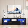 imageVINGLI LED TV Stand 67 Modern Entertainment Center with LED Lights and Storage for 65707585 Inch TV White 67 x 14 x 16Black
