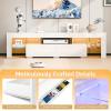 imageVINGLI LED TV Stand 67 Modern Entertainment Center with LED Lights and Storage for 65707585 Inch TV White 67 x 14 x 16White