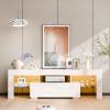 imageVINGLI LED TV Stand 67 Modern Entertainment Center with LED Lights and Storage for 65707585 Inch TV White 67 x 14 x 16White