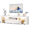 imageVINGLI LED TV Stand 67 Modern Entertainment Center with LED Lights and Storage for 65707585 Inch TV White 67 x 14 x 16White