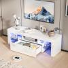 imageVINGLI LED TV Stand 67 Modern Entertainment Center with LED Lights and Storage for 65707585 Inch TV White 67 x 14 x 16White