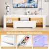 imageVINGLI LED TV Stand 67 Modern Entertainment Center with LED Lights and Storage for 65707585 Inch TV White 67 x 14 x 16White