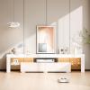 imageVINGLI LED TV Stand 67 Modern Entertainment Center with LED Lights and Storage for 65707585 Inch TV White 67 x 14 x 16White