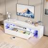 imageVINGLI LED TV Stand 67 Modern Entertainment Center with LED Lights and Storage for 65707585 Inch TV White 67 x 14 x 16White