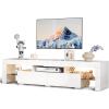 imageVINGLI LED TV Stand 67 Modern Entertainment Center with LED Lights and Storage for 65707585 Inch TV White 67 x 14 x 16White