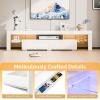 imageVINGLI LED TV Stand 67 Modern Entertainment Center with LED Lights and Storage for 65707585 Inch TV White 67 x 14 x 16White