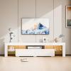 imageVINGLI LED TV Stand 67 Modern Entertainment Center with LED Lights and Storage for 65707585 Inch TV White 67 x 14 x 16White
