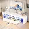 imageVINGLI LED TV Stand 67 Modern Entertainment Center with LED Lights and Storage for 65707585 Inch TV White 67 x 14 x 16White