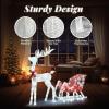 imageVINGLI Lighted Christmas Reindeer Family Set Outdoor Decorations Prelit 270 LED Lights Weather Proof Gold Deer Family Set of 3 Indoor Home Outdoor Yard DecorWhite Sleigh Set