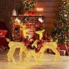 imageVINGLI Lighted Christmas Reindeer Family Set Outdoor Decorations Prelit 270 LED Lights Weather Proof Gold Deer Family Set of 3 Indoor Home Outdoor Yard DecorGold Deer Set