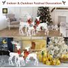 imageVINGLI Lighted Christmas Reindeer Family Set Outdoor Decorations Prelit 270 LED Lights Weather Proof Gold Deer Family Set of 3 Indoor Home Outdoor Yard DecorWhite Deer Set