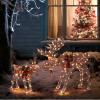 imageVINGLI Lighted Christmas Reindeer Family Set Outdoor Decorations Prelit 270 LED Lights Weather Proof Gold Deer Family Set of 3 Indoor Home Outdoor Yard Decor2 PCS SetBrown Moose Family