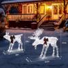 imageVINGLI Lighted Christmas Reindeer Family Set Outdoor Decorations Prelit 270 LED Lights Weather Proof Gold Deer Family Set of 3 Indoor Home Outdoor Yard Decor2 PCS SetWhite Moose Family