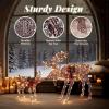 imageVINGLI Lighted Christmas Reindeer Family Set Outdoor Decorations Prelit 270 LED Lights Weather Proof Gold Deer Family Set of 3 Indoor Home Outdoor Yard Decor2 PCS SetBrown Moose Family