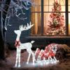 imageVINGLI Lighted Christmas Reindeer Family Set Outdoor Decorations Prelit 270 LED Lights Weather Proof Gold Deer Family Set of 3 Indoor Home Outdoor Yard DecorWhite Sleigh Set