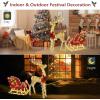 imageVINGLI Lighted Christmas Reindeer Family Set Outdoor Decorations Prelit 270 LED Lights Weather Proof Gold Deer Family Set of 3 Indoor Home Outdoor Yard DecorGold Sleigh Set