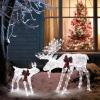 imageVINGLI Lighted Christmas Reindeer Family Set Outdoor Decorations Prelit 270 LED Lights Weather Proof Gold Deer Family Set of 3 Indoor Home Outdoor Yard Decor2 PCS SetWhite Moose Family