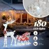 imageVINGLI Lighted Christmas Reindeer Family Set Outdoor Decorations Prelit 270 LED Lights Weather Proof Gold Deer Family Set of 3 Indoor Home Outdoor Yard DecorWhite Sleigh Set
