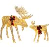 imageVINGLI Lighted Christmas Reindeer Family Set Outdoor Decorations Prelit 270 LED Lights Weather Proof Gold Deer Family Set of 3 Indoor Home Outdoor Yard Decor2 PCS SetGolden Moose Family