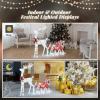 imageVINGLI Lighted Christmas Reindeer Family Set Outdoor Decorations Prelit 270 LED Lights Weather Proof Gold Deer Family Set of 3 Indoor Home Outdoor Yard DecorWhite Sleigh Set